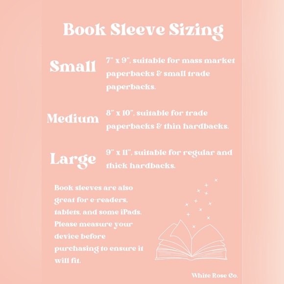 Medium Book Sleeve (Handmade) ~ White Rose Co. - Picture 4 of 5